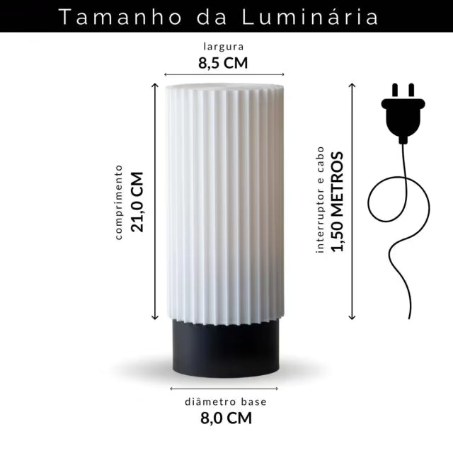 Luminária Slim impressão 3D — detalhe do abajur elegante