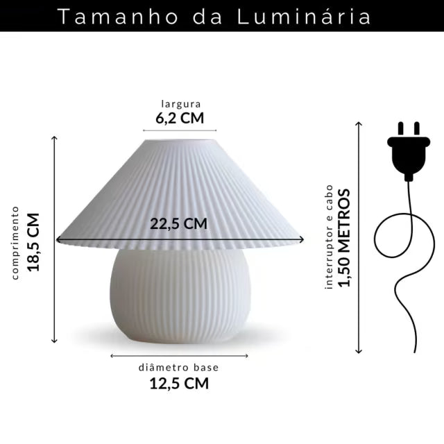 Luminária Concha impressão 3D — detalhe do abajur orgânico